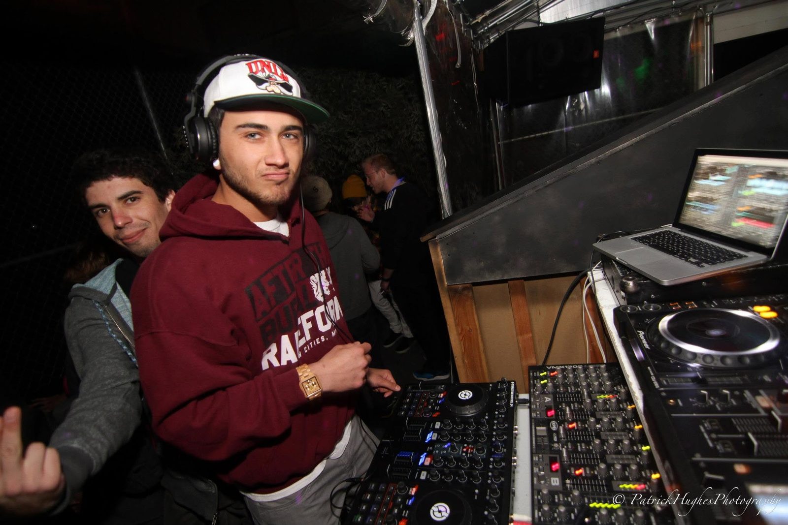 Behind the decks